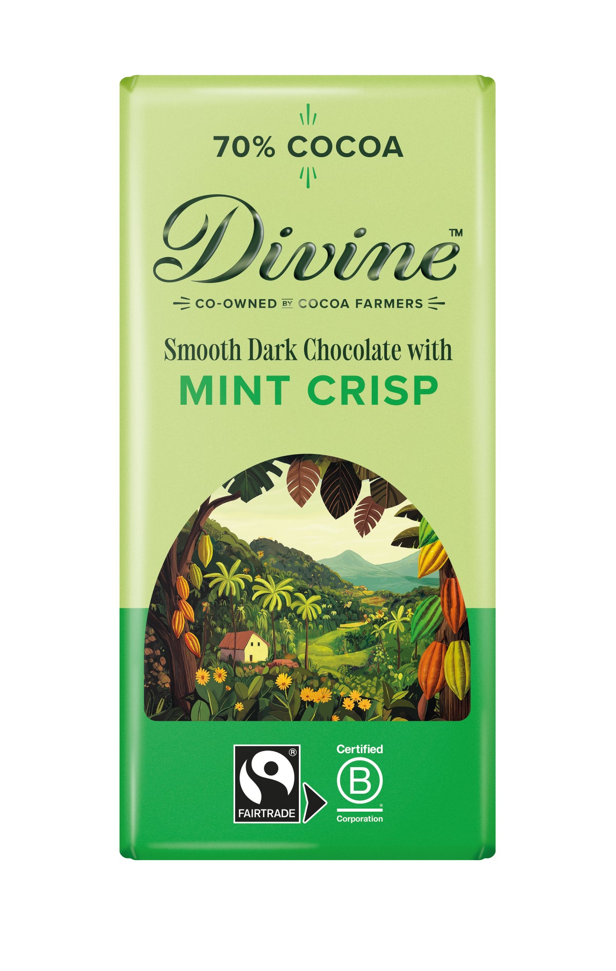 70% Dark Chocolate with Mint Crisp Bar