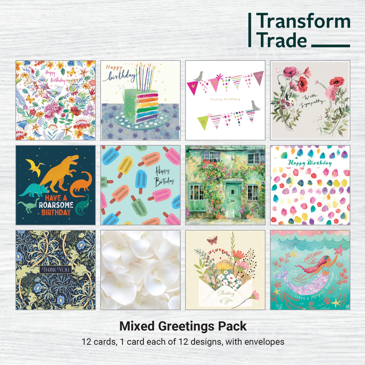Assorted Greetings Cards (Pack of 12)
