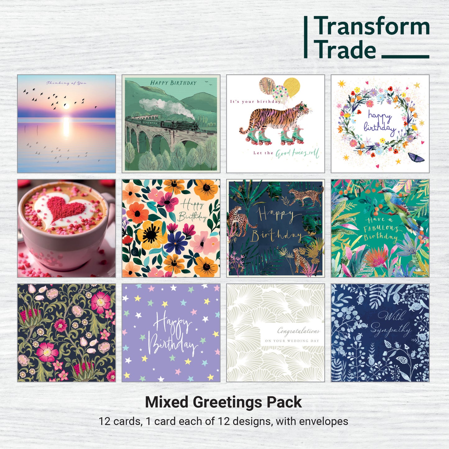 Multipack Greetings Cards (Pack of 12)