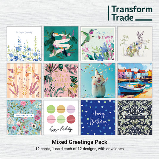 Mixed Greetings Cards (Pack of 12)